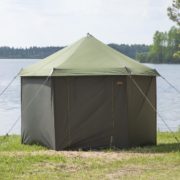 Mobile Sauna Tent Setup With Door Closed