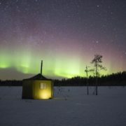 Mobile Sauna Tent Under The Stars And Aurora Borealis